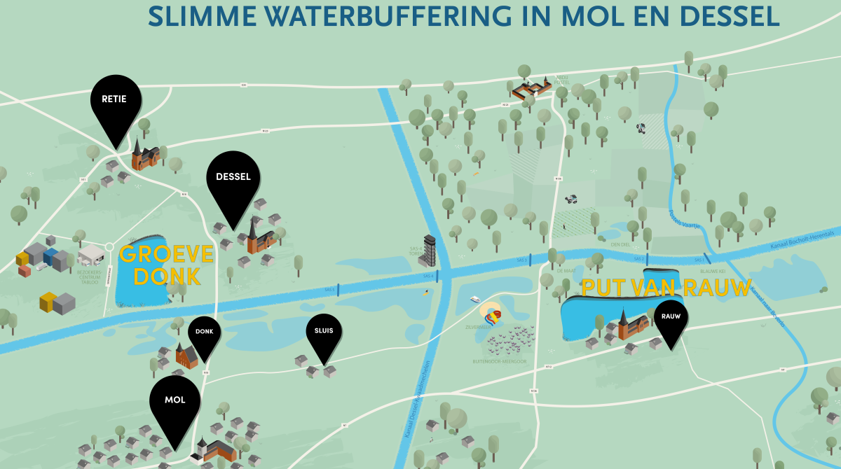 case Kempen Slimme waterbuffering in Mol en Dessel op kaart
